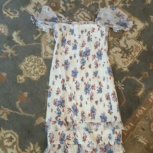 Floral midi dress with ruffles